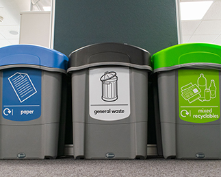 Recycling waste bins at Worcester Bosch HQ