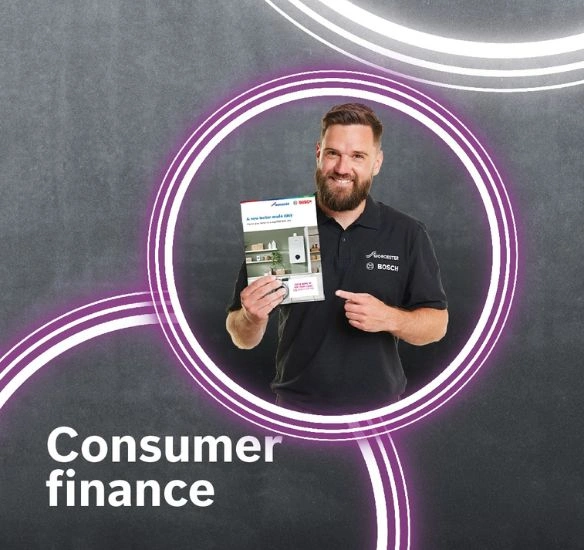 Installer holding brochure