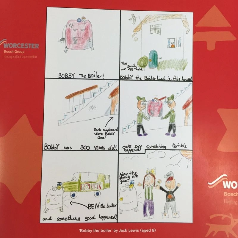 Front of the Christmas card showing Jack's drawing of Bobby