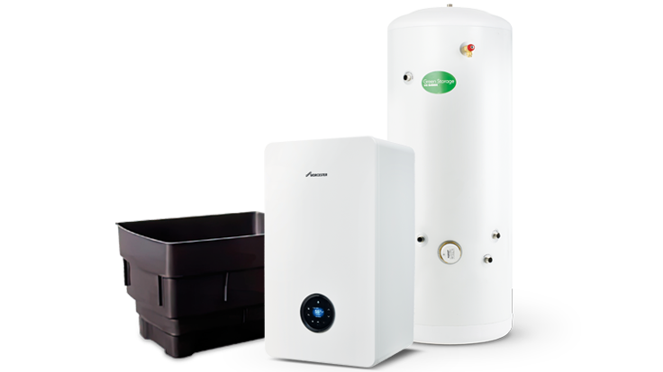 An image of our Greenstar 8000+ Regular Boiler with cylinder and storage tank