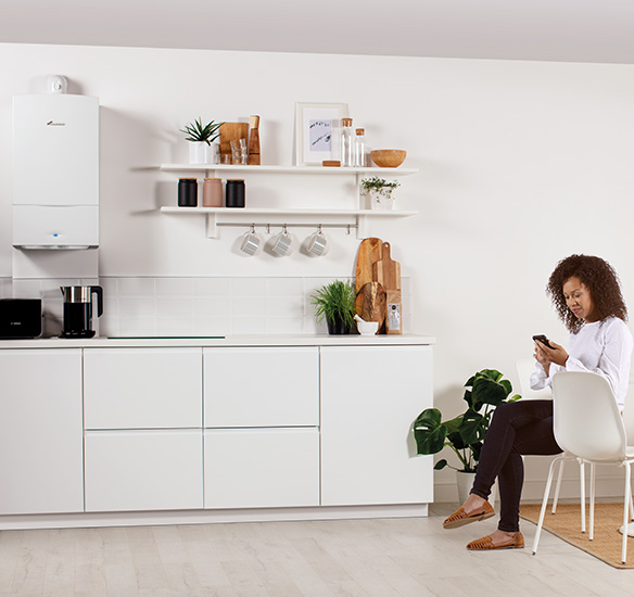 homeowner with gas boiler