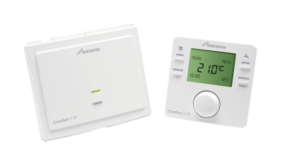 An image of  Greenstar Comfort II programmable room thermostat and RF receiver 