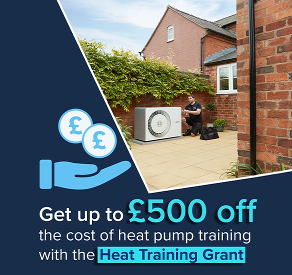 homeowner and installer with heat pump