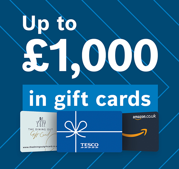 Up to £1,000 in gift cards