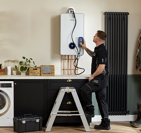 Installer conducting a service.