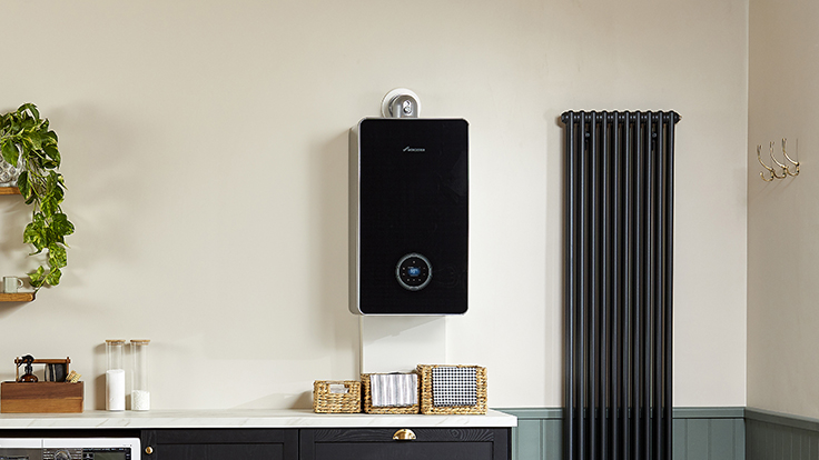 8000 black boiler on wall